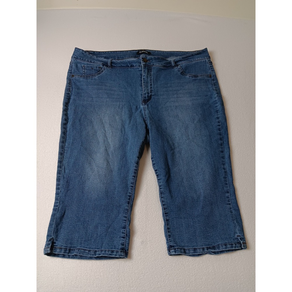 D.Jeans Womens 22W Blue Denim Capris Medium Wash Stretch Cropped Jeans 1941